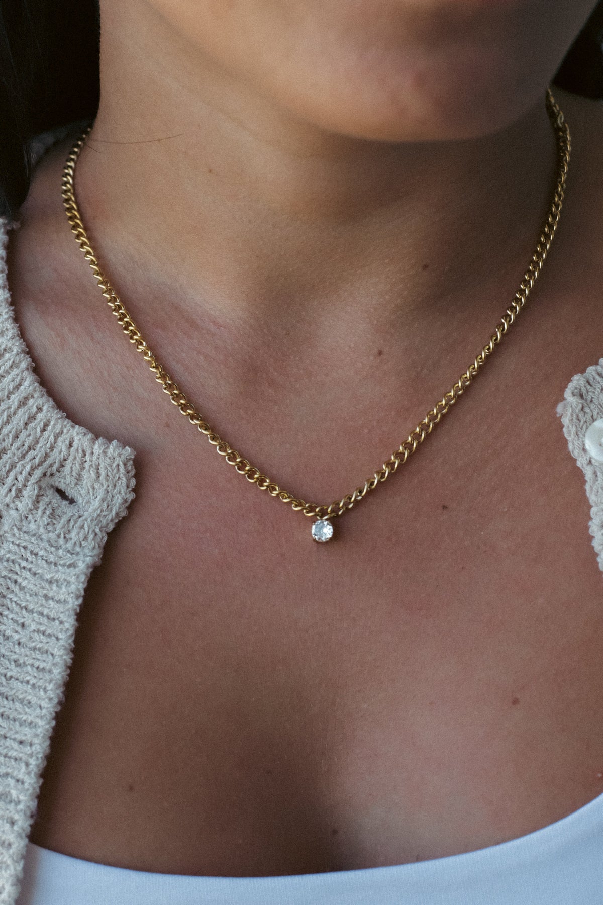 SOLITAIRE CHARM NECKLACE.